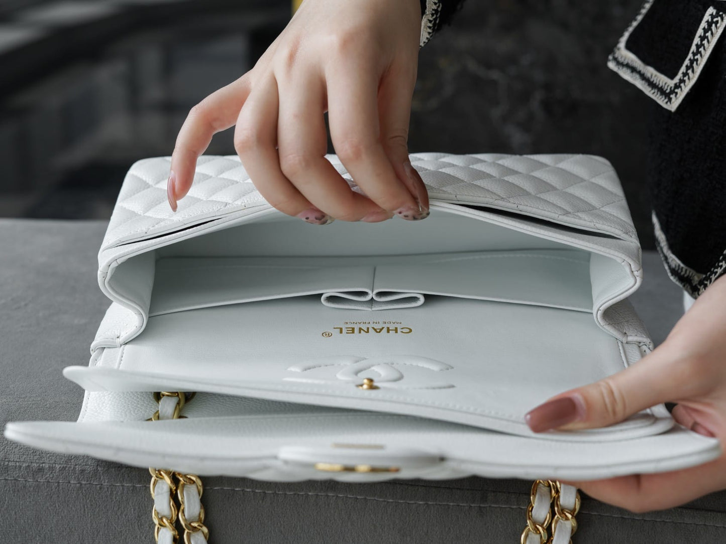 CC Classic Flap Bag White