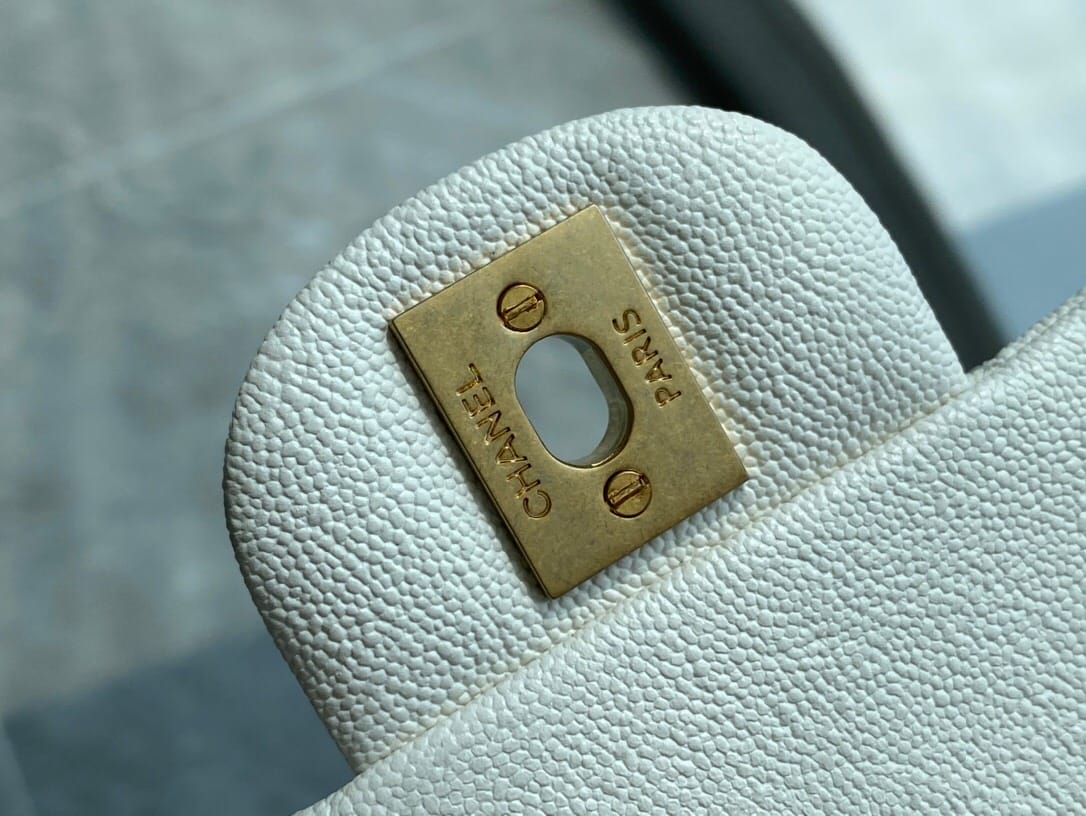 CC Classic Mini Flap Bag Top Handle White