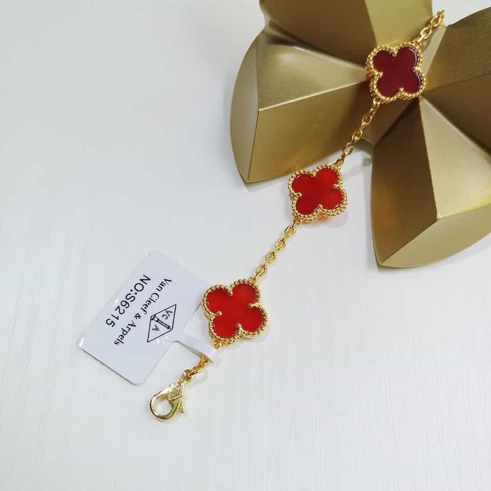 VAN CLEEFS & ARPELS 5 Clover Bracelet Carnelian