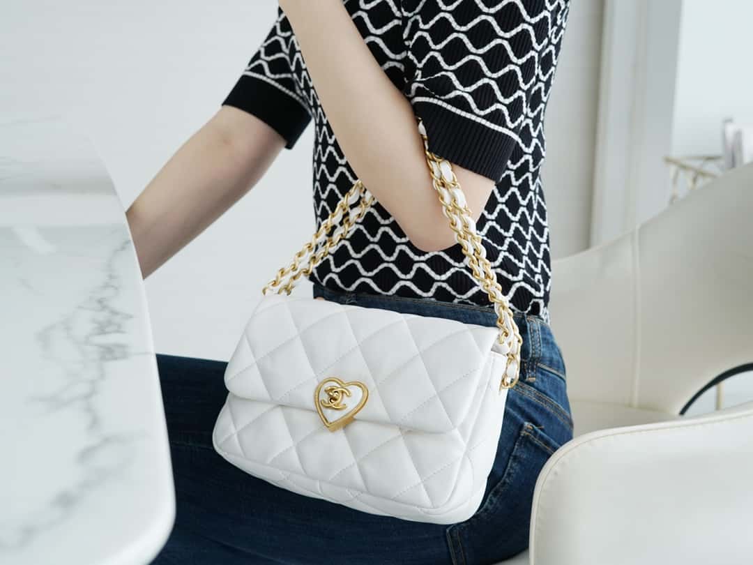 CC Small Flap Bag White