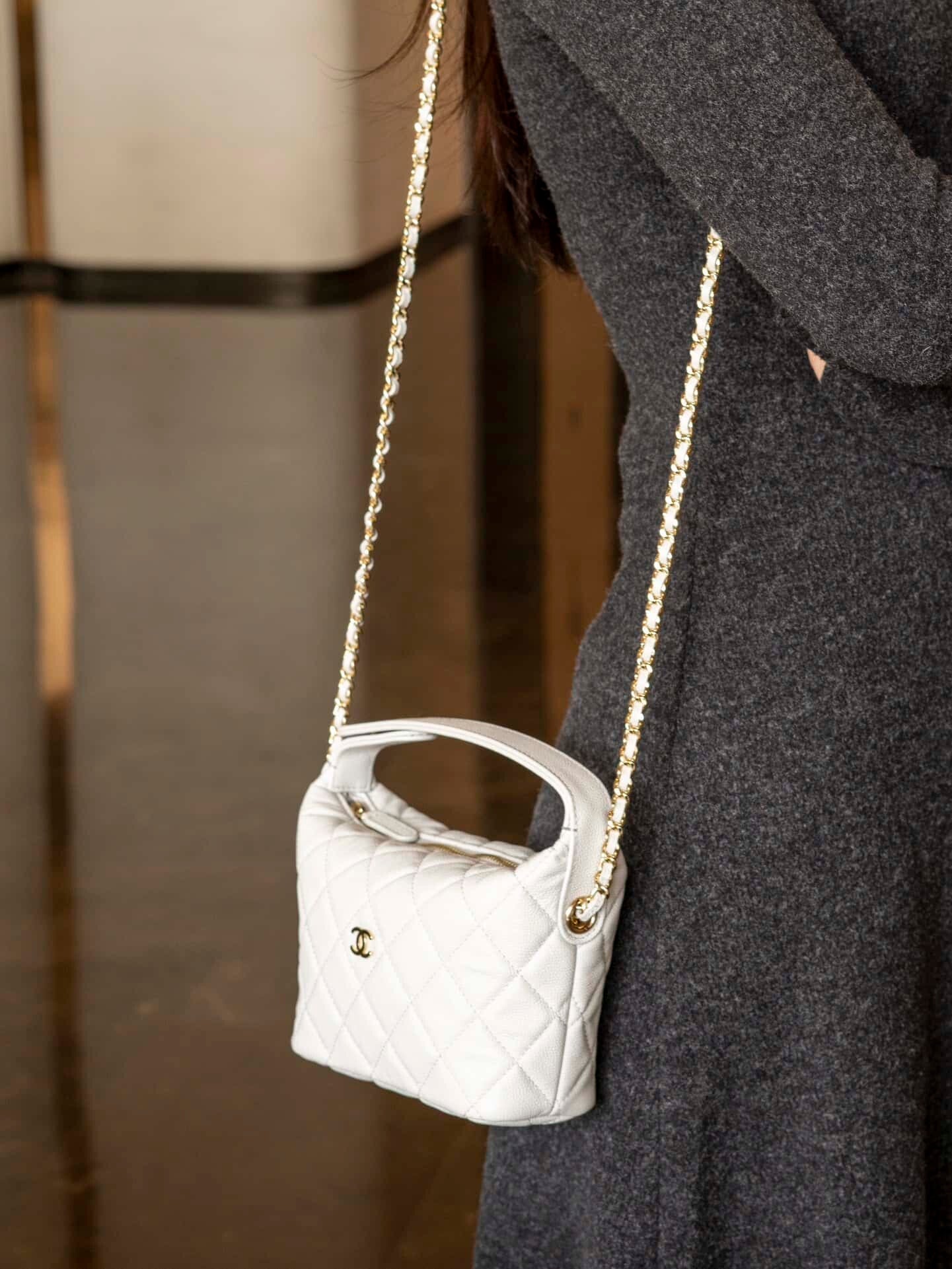 CC 25C Top Handle Hobo Bag Light Gray