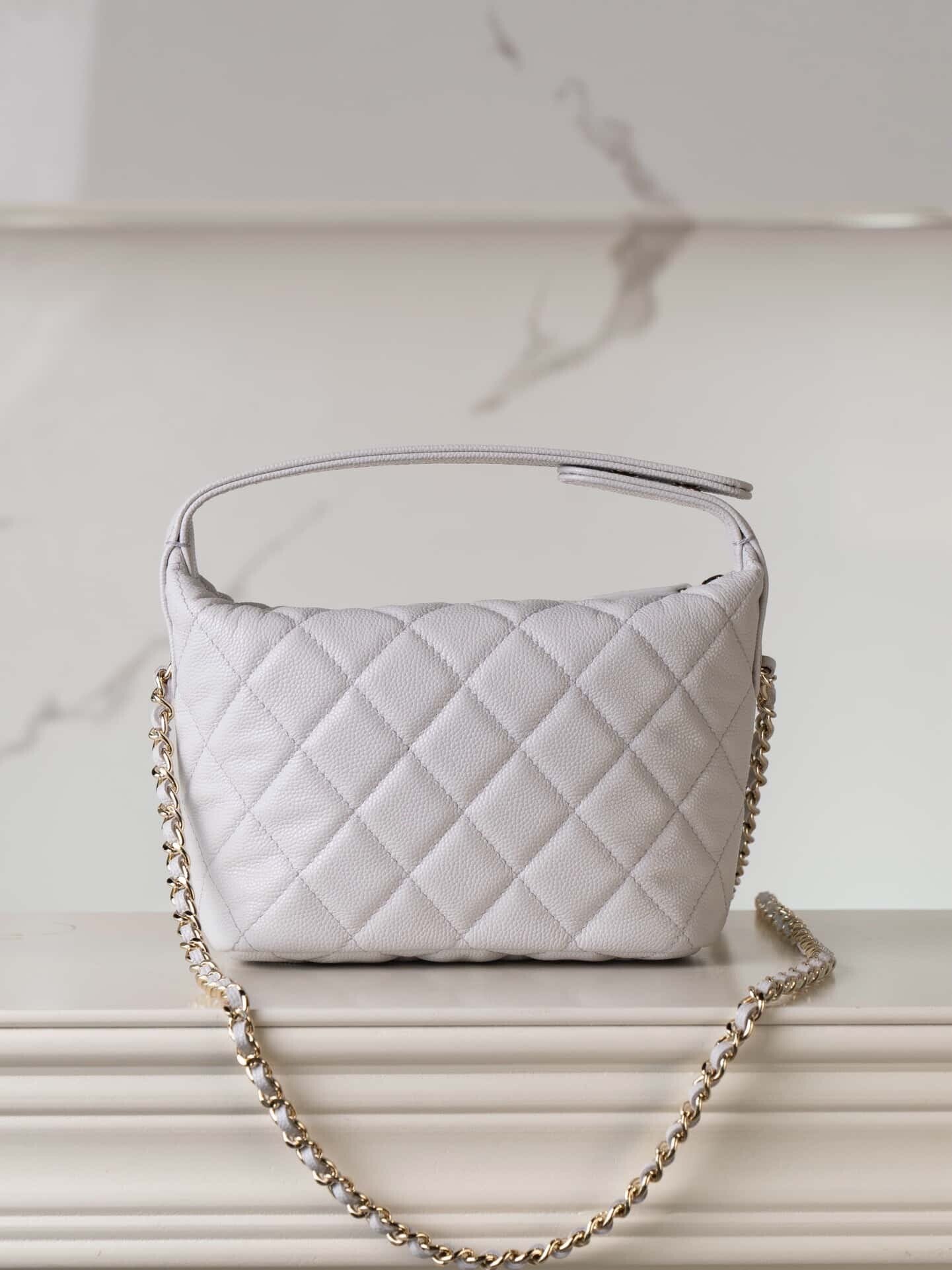 CC 25C Top Handle Hobo Bag Light Gray