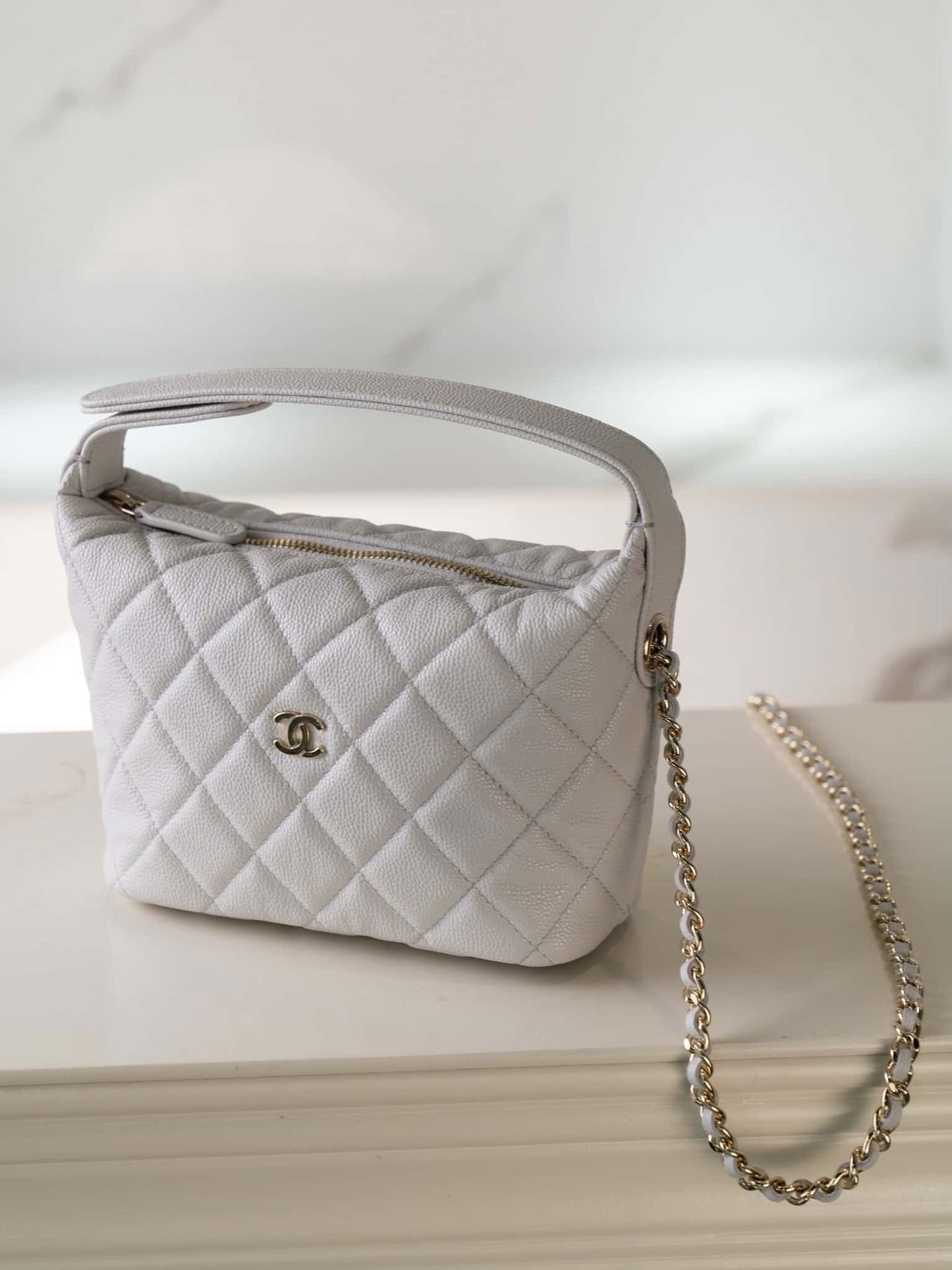 CC 25C Top Handle Hobo Bag Light Gray