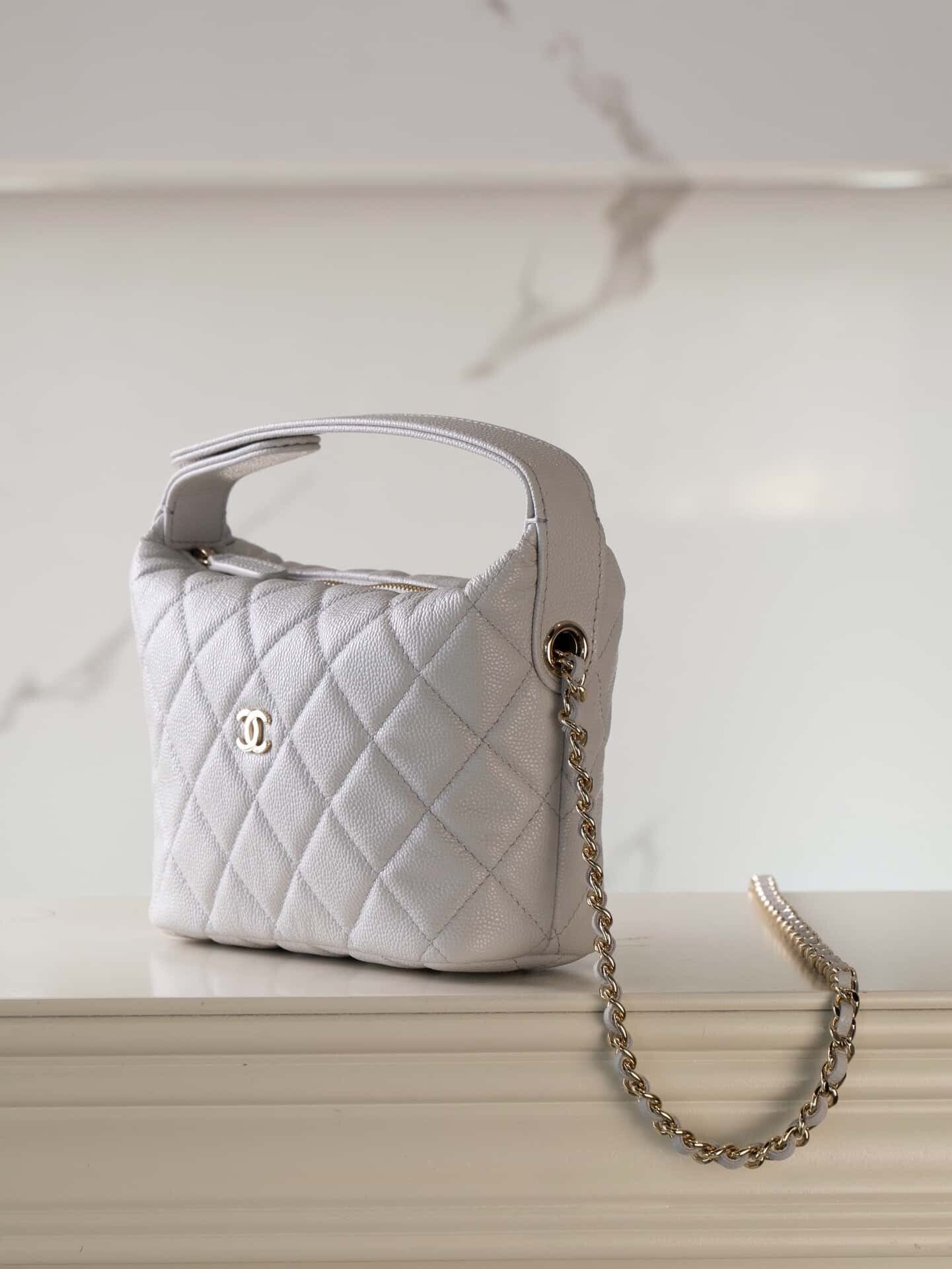 CC 25C Top Handle Hobo Bag Light Gray