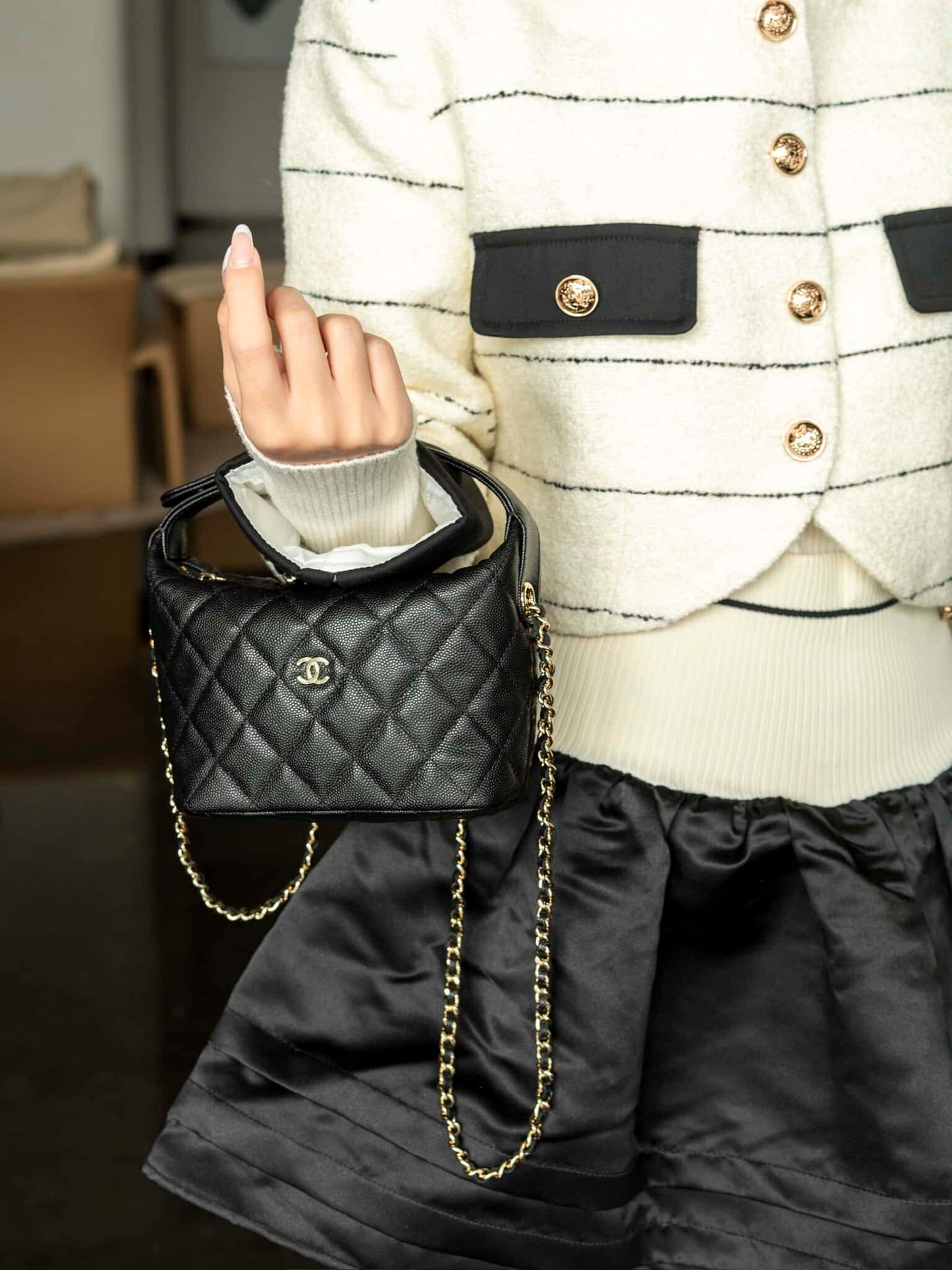 CC 25C Top Handle Hobo Bag Black