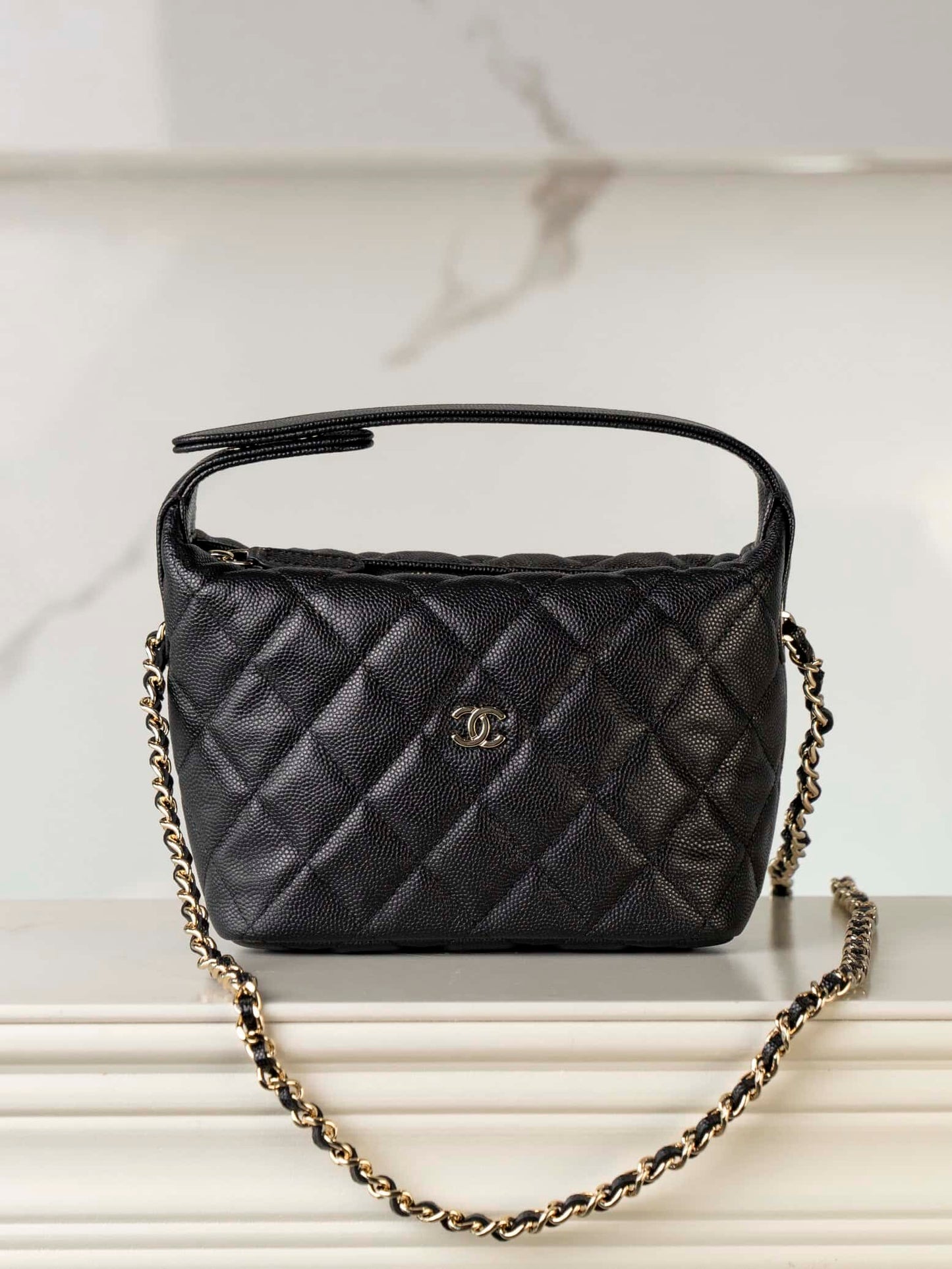CC 25C Top Handle Hobo Bag Black