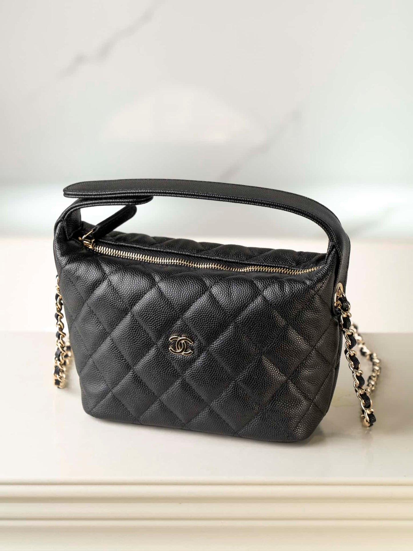 CC 25C Top Handle Hobo Bag Black
