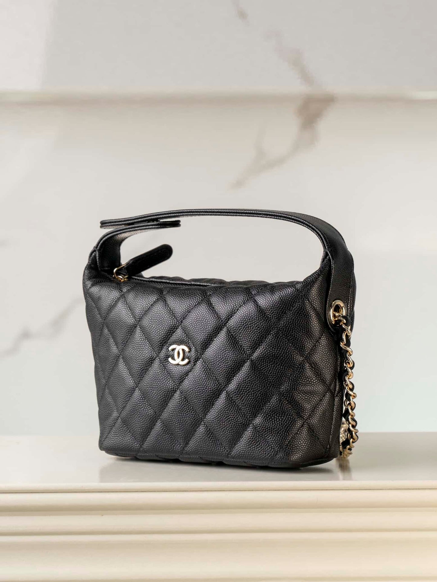 CC 25C Top Handle Hobo Bag Black
