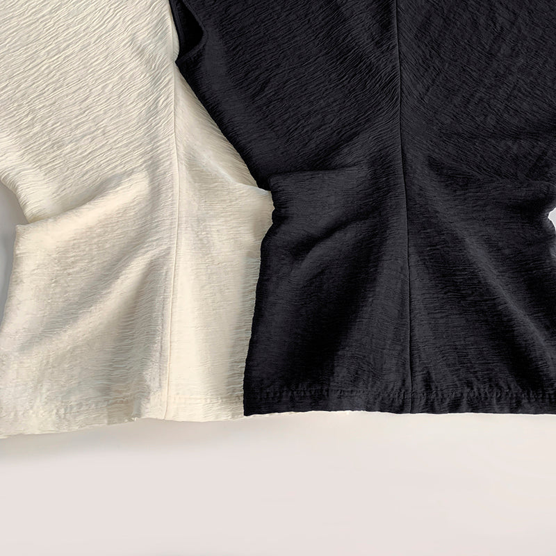 TOTEME Sculpted Drape Top – Crinkled Fabric, Curved Panel Design & Seamless Back Zip