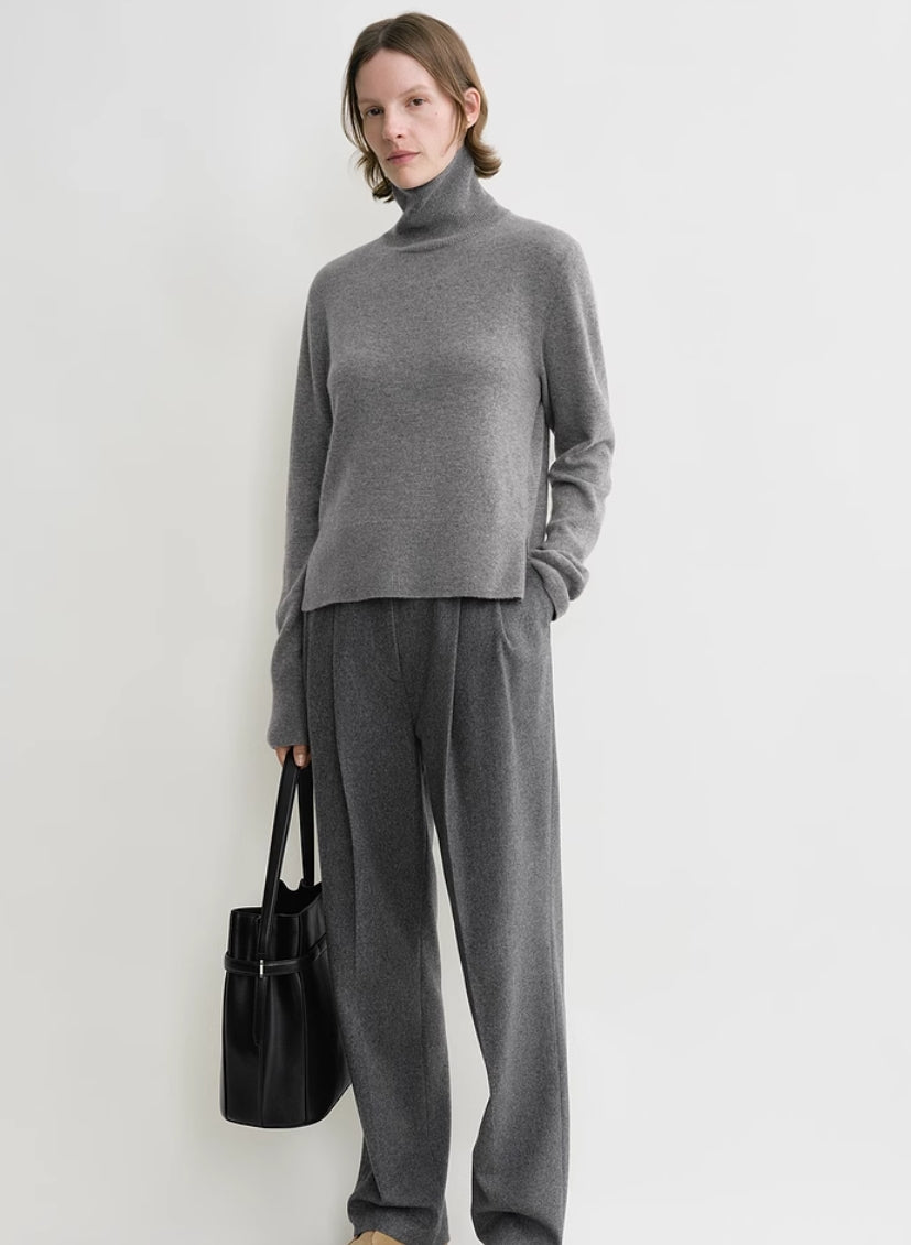 TOTEME Wool Blend Turtleneck – Knitted Winter Pullover with Side Slit