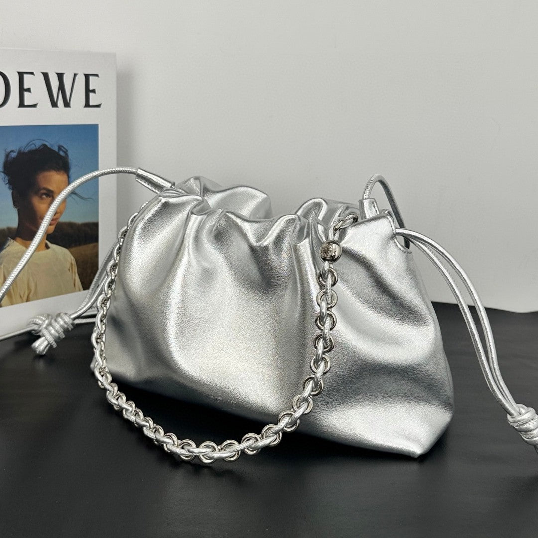 Flamenco Purse Medium Metallic Silver