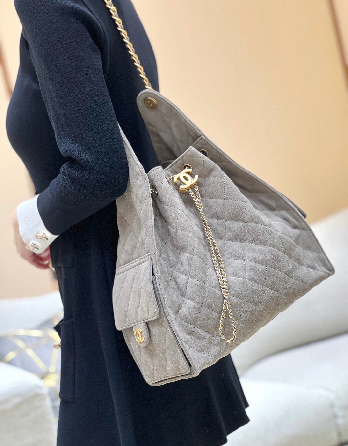CC 25 Large Hobo Bag Suede Grey