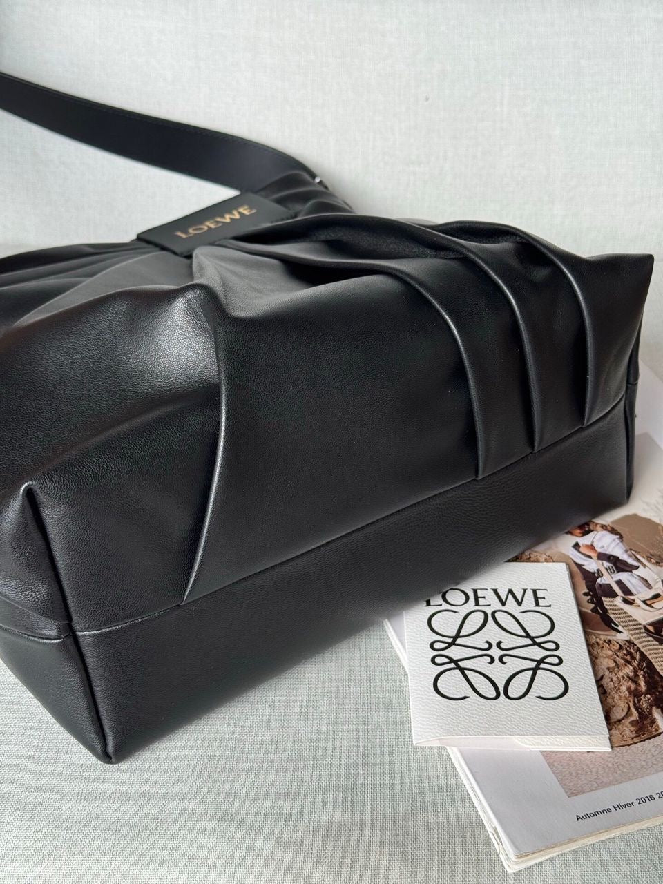 LWE Draped tote in mellow nappa lambskin Black