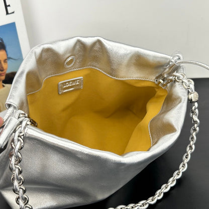 Flamenco Purse Medium Metallic Silver