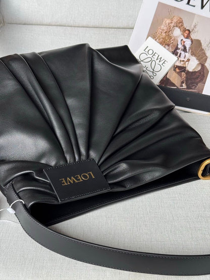 LWE Draped tote in mellow nappa lambskin Black