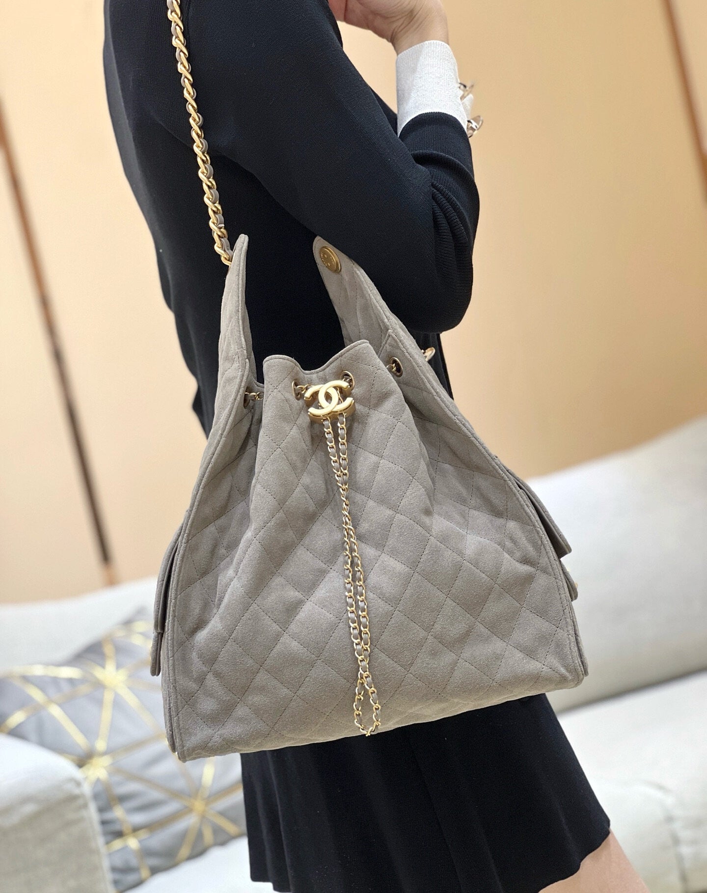 CC 25 Large Hobo Bag Suede Grey