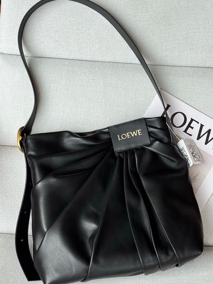 LWE Draped tote in mellow nappa lambskin Black