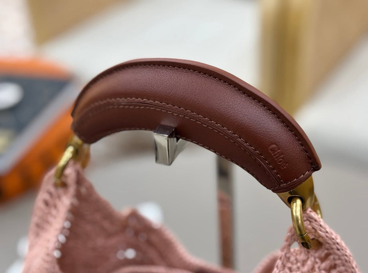 Banana Summer Boho Bag in Raffia Pink Beige