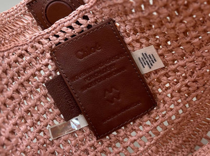 Banana Summer Boho Bag in Raffia Pink Beige