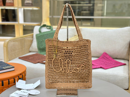 Banana Tote Bag In Raffia Sand