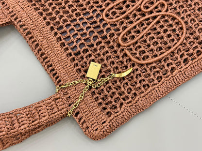 Banana Tote Bag In Raffia Brown