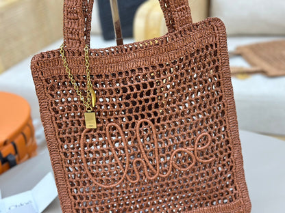 Banana Tote Bag In Raffia Brown