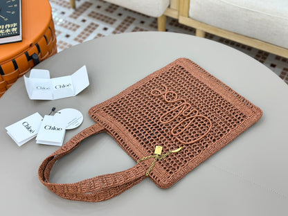 Banana Tote Bag In Raffia Brown