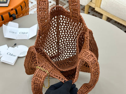 Banana Tote Bag In Raffia Brown