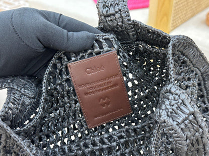 Banana Tote Bag In Raffia Black