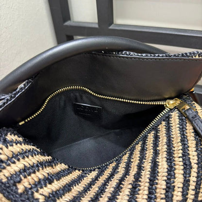 Puzzle Bag in Raffia Brown/Black