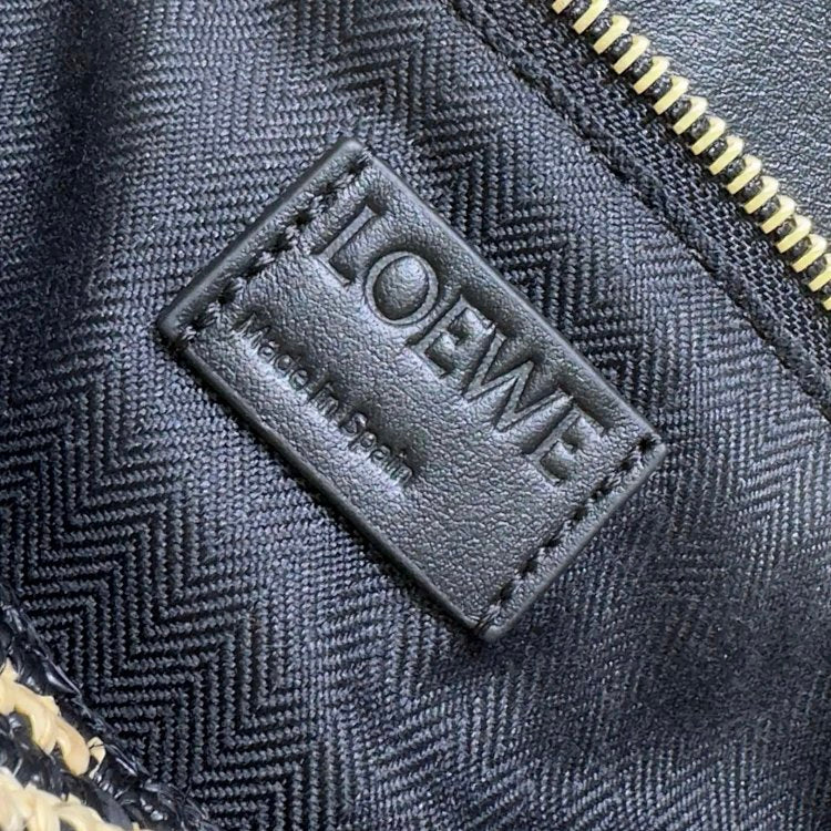 Puzzle Bag in Raffia Brown/Black