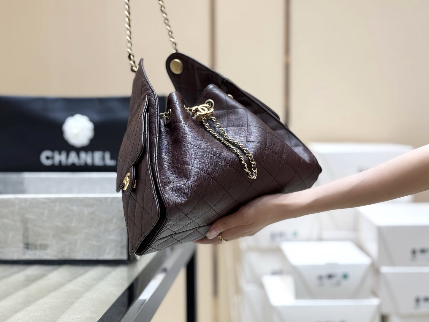 CC 25 Small Hobo Bag Chocolate Burgundy