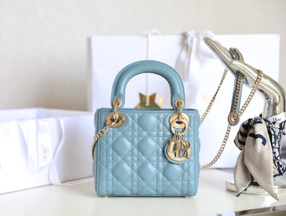 Lady D Blue Bag Lambskin Small