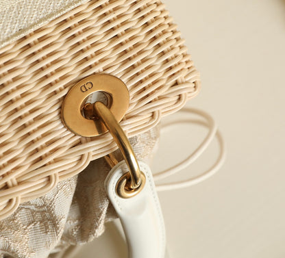 Wicker Oblique Medium Lady D Bag Beige