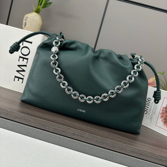 Flamenco Purse Large Deerskin Green