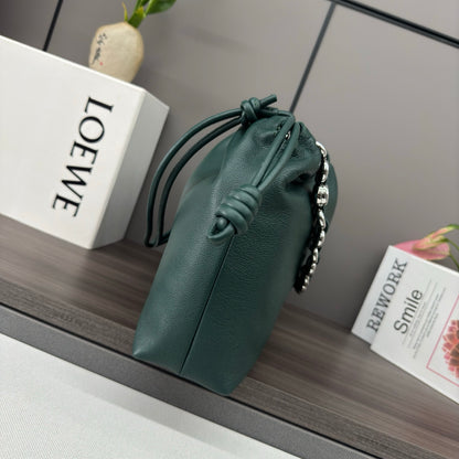 Flamenco Purse Large Deerskin Green