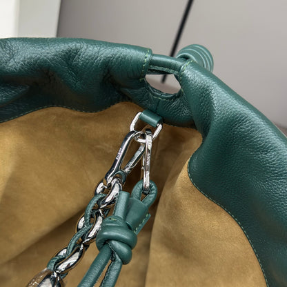 Flamenco Purse Large Deerskin Green