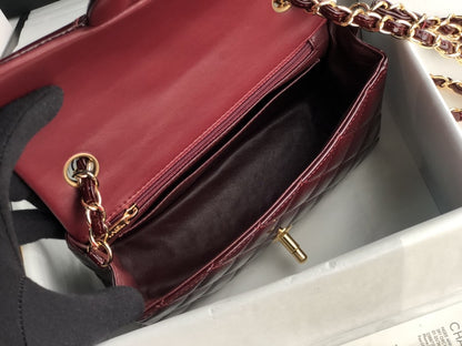 Chanel Flap Bag Burgundy Patent Leather