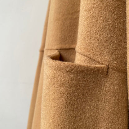TOTEME Woolen Coat – Extra-Long Length, Belted Waist & Classic Black Camel Color