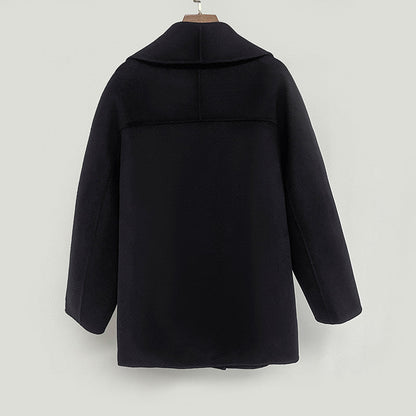 The Row Winter Wool Coat – Black Wool Blend, Straight Hem & Elegant Button Closure