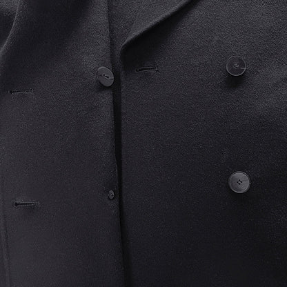 The Row Winter Wool Coat – Black Wool Blend, Straight Hem & Elegant Button Closure