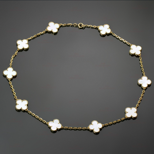 VAN CLEEF & ARPELS Vintage Alhambra 10 Motif Necklace 18K Gold