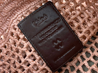 Banana Tote Bag In Raffia Pink