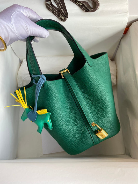 H Picotin Lock Bag Malachite