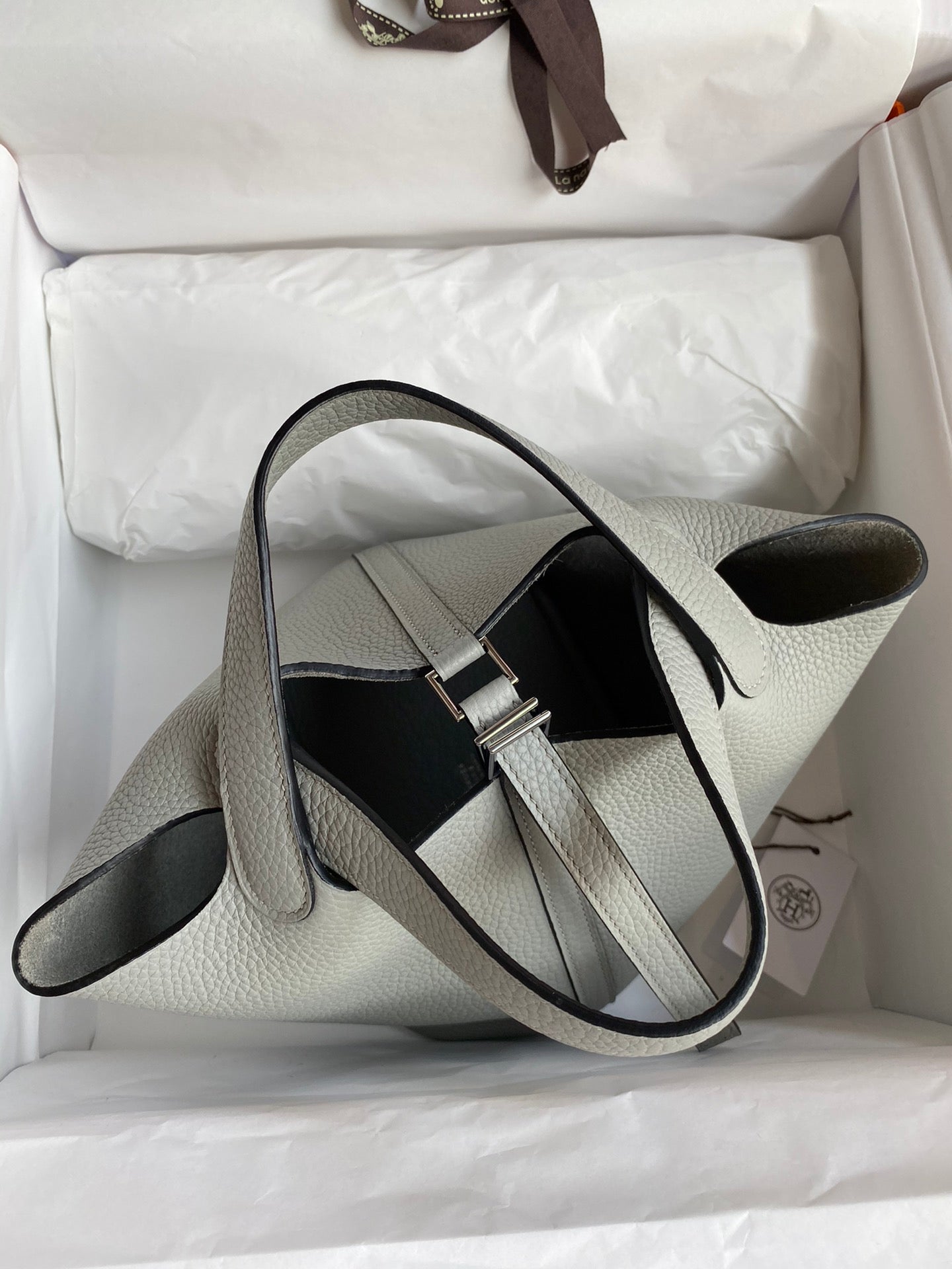 H Picotin Lock Bag Light Grey