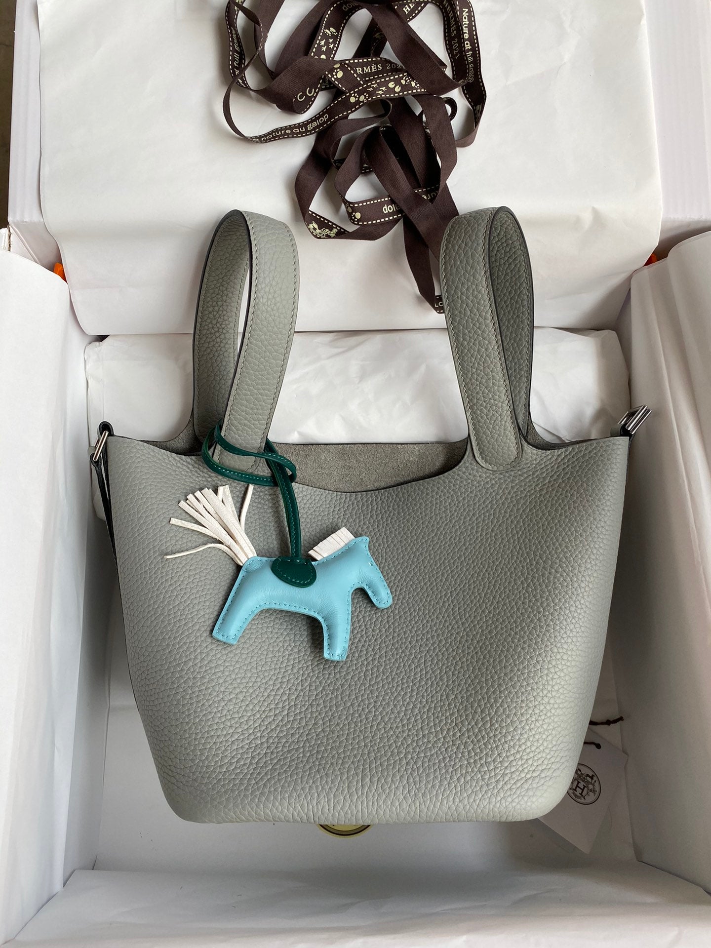 H Picotin Lock Bag Light Grey