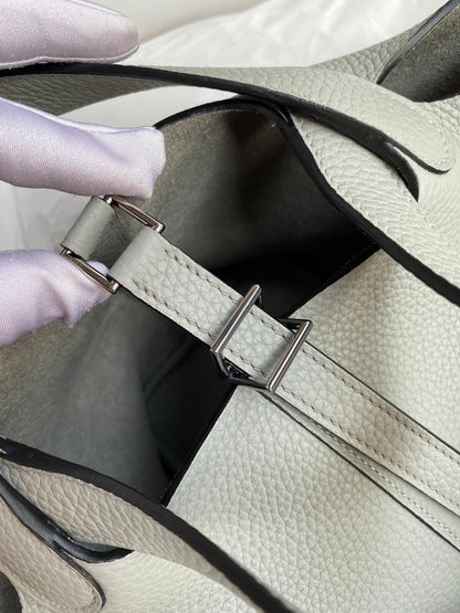 H Picotin Lock Bag Light Grey