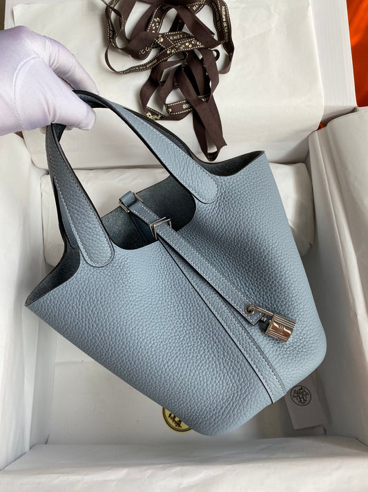 H Picotin Lock Bag Light Blue