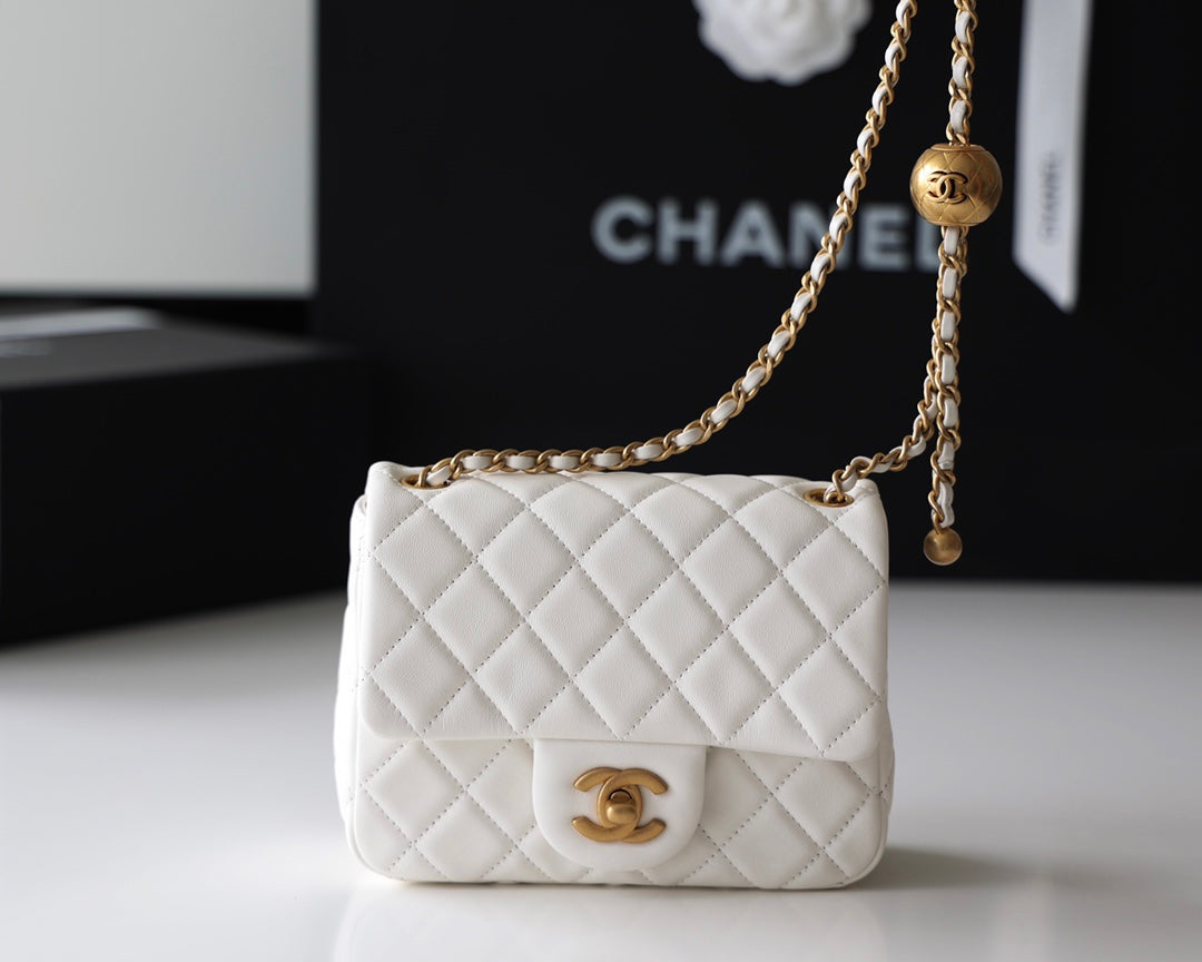 CC Classic Mini Flap Bag White