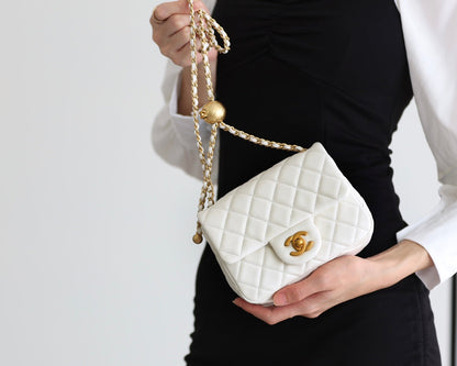 CC Classic Mini Flap Bag White